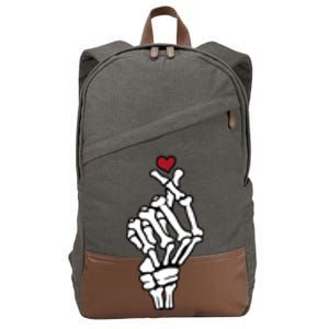 Skeleton Hand Heart Lovers Saranghae Korean Heart Pocket Cool Gift Cotton Canvas Backpack