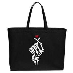 Skeleton Hand Heart Lovers Saranghae Korean Heart Pocket Cool Gift Cotton Canvas Jumbo Tote