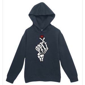 Skeleton Hand Heart Lovers Saranghae Korean Heart Pocket Cool Gift Urban Pullover Hoodie