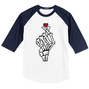 Skeleton Hand Heart Lovers Saranghae Korean Heart Pocket Cool Gift Baseball Sleeve Shirt