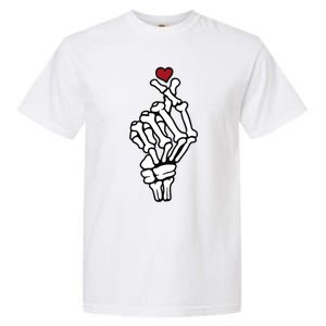 Skeleton Hand Heart Lovers Saranghae Korean Heart Pocket Cool Gift Garment-Dyed Heavyweight T-Shirt