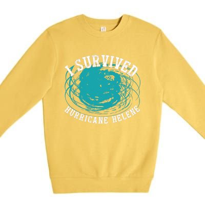 Survived Hurricane Helene 2024 Florida Meme Premium Crewneck Sweatshirt