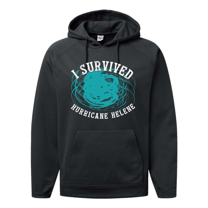 Survived Hurricane Helene 2024 Florida Meme Performance Fleece Hoodie