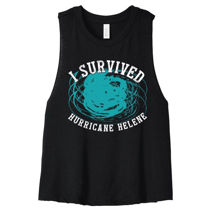 Survived Hurricane Helene 2024 Florida Meme Women's Racerback Cropped Tank