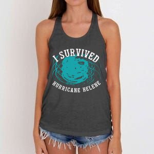 Survived Hurricane Helene 2024 Florida Meme Women's Knotted Racerback Tank