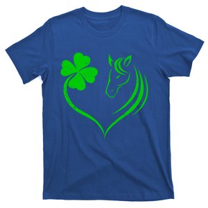 Shamrock Heart Horse Clover St Patricks Day Horseback Riding Gift T-Shirt