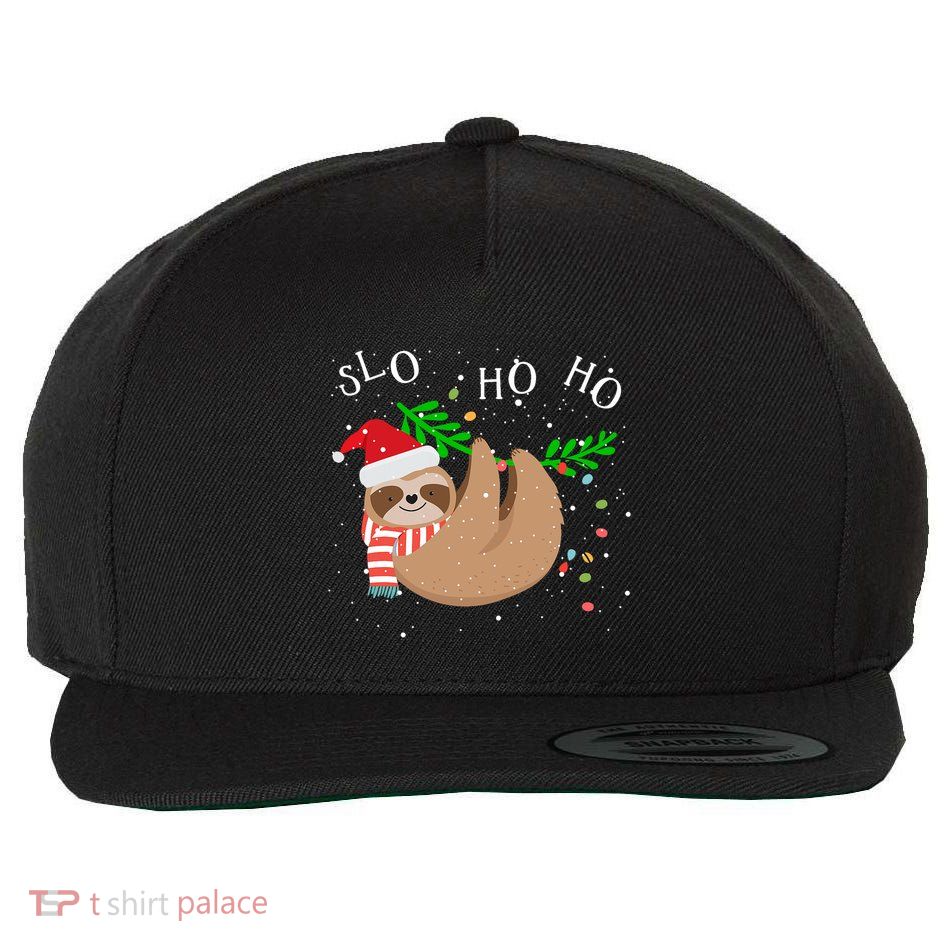 Slo Ho Ho Merry Slothmas Sloth Christmas Wool Snapback Cap