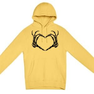 Skeleton Hand Heart Sign Funny Halloween Premium Pullover Hoodie