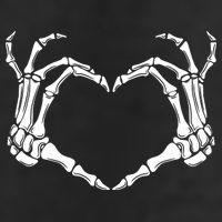 Skeleton Hand Heart Sign Funny Halloween 7 Panel Mesh Trucker Snapback Hat