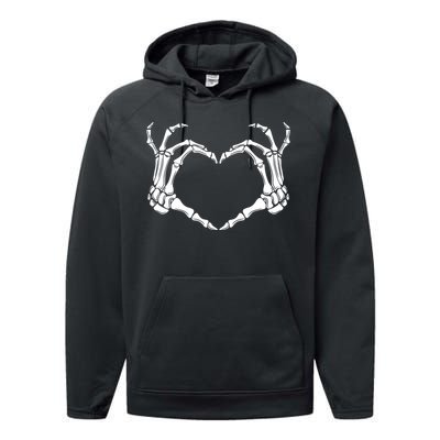 Skeleton Hand Heart Sign Funny Halloween Performance Fleece Hoodie