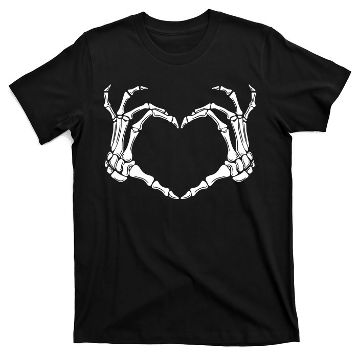 Skeleton Hand Heart Sign Funny Halloween T-Shirt