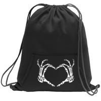 Skeleton Hand Heart Sign Funny Halloween Sweatshirt Cinch Pack Bag