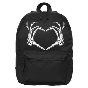 Skeleton Hand Heart Sign Funny Halloween 16 in Basic Backpack