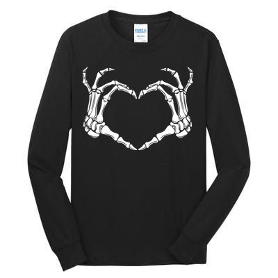 Skeleton Hand Heart Sign Funny Halloween Tall Long Sleeve T-Shirt