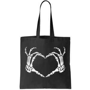 Skeleton Hand Heart Sign Funny Halloween Tote Bag