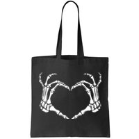 Skeleton Hand Heart Sign Funny Halloween Tote Bag