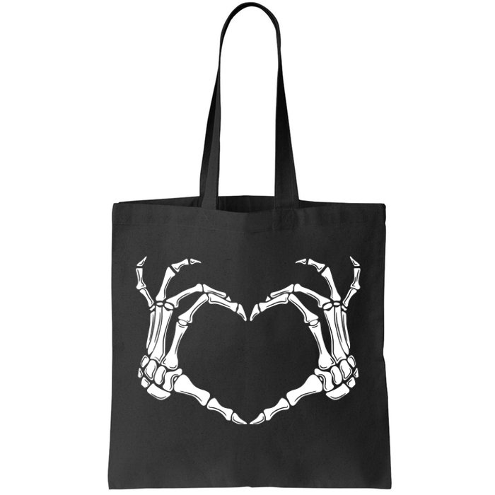 Skeleton Hand Heart Sign Funny Halloween Tote Bag