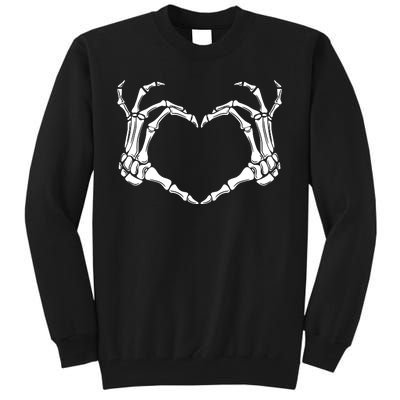 Skeleton Hand Heart Sign Funny Halloween Tall Sweatshirt