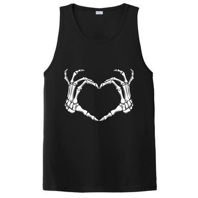 Skeleton Hand Heart Sign Funny Halloween PosiCharge Competitor Tank