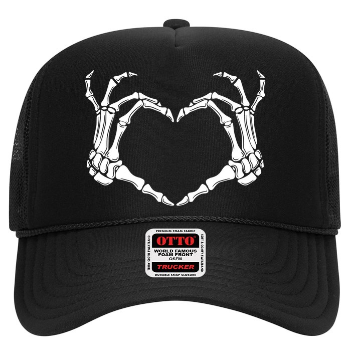 Skeleton Hand Heart Sign Funny Halloween Trucker Hat