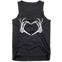 Skeleton Hand Heart Sign Funny Halloween Tank Top