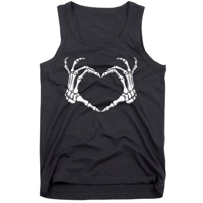 Skeleton Hand Heart Sign Funny Halloween Tank Top