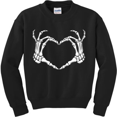 Skeleton Hand Heart Sign Funny Halloween Kids Sweatshirt