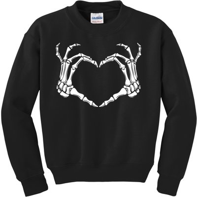 Skeleton Hand Heart Sign Funny Halloween Kids Sweatshirt