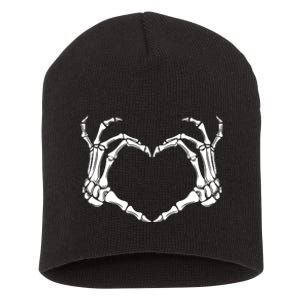 Skeleton Hand Heart Sign Funny Halloween Short Acrylic Beanie