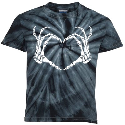 Skeleton Hand Heart Sign Funny Halloween Kids Tie-Dye T-Shirt