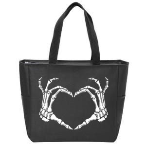 Skeleton Hand Heart Sign Funny Halloween Zip Tote Bag