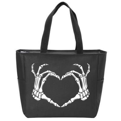 Skeleton Hand Heart Sign Funny Halloween Zip Tote Bag