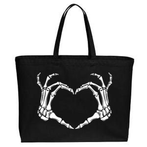 Skeleton Hand Heart Sign Funny Halloween Cotton Canvas Jumbo Tote