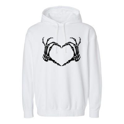 Skeleton Hand Heart Sign Funny Halloween Garment-Dyed Fleece Hoodie