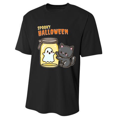 Spooky Happy Halloween Cat Performance Sprint T-Shirt