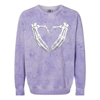 Skeleton Hands Heart Bones Halloween Costume Spooky Great Gift Colorblast Crewneck Sweatshirt