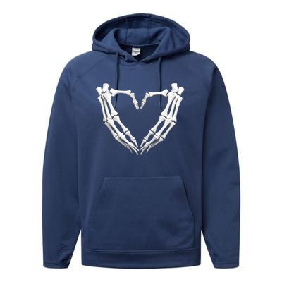 Skeleton Hands Heart Bones Halloween Costume Spooky Great Gift Performance Fleece Hoodie