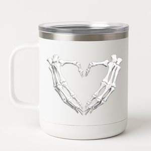 Skeleton Hands Heart Bones Halloween Costume Spooky Great Gift 12 oz Stainless Steel Tumbler Cup