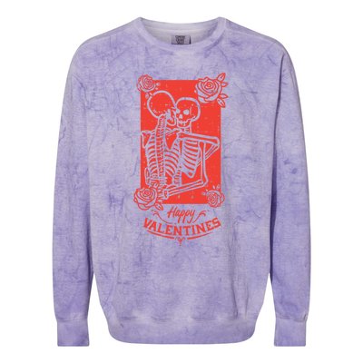 Skeleton Hug Happy Valentines Day Funny Couple Cute Gift Colorblast Crewneck Sweatshirt