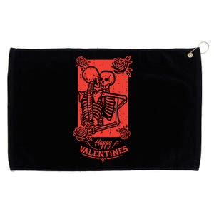 Skeleton Hug Happy Valentines Day Funny Couple Cute Gift Grommeted Golf Towel