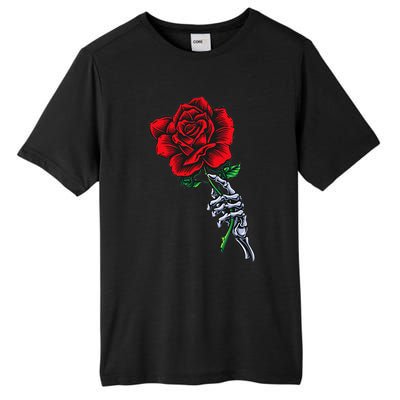 Skeleton Hand Holding Rose Aesthetic Red Flower Tall Fusion ChromaSoft Performance T-Shirt