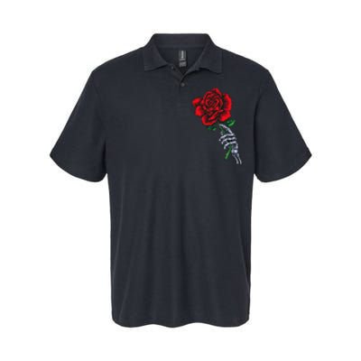 Skeleton Hand Holding Rose Aesthetic Red Flower Softstyle Adult Sport Polo