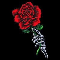 Skeleton Hand Holding Rose Aesthetic Red Flower 16 in Basic Backpack