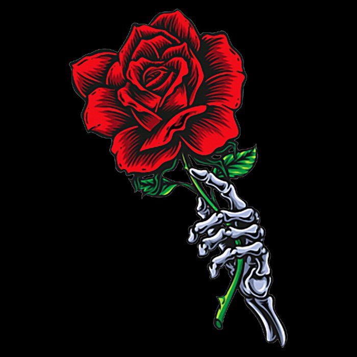 Skeleton Hand Holding Rose Aesthetic Red Flower 16 in Basic Backpack