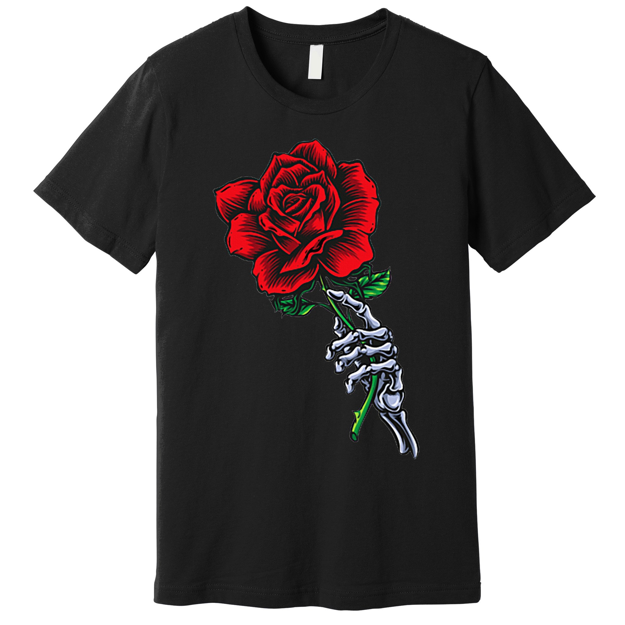Skeleton Hand Holding Rose Aesthetic Red Flower Premium T-Shirt