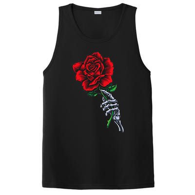 Skeleton Hand Holding Rose Aesthetic Red Flower PosiCharge Competitor Tank