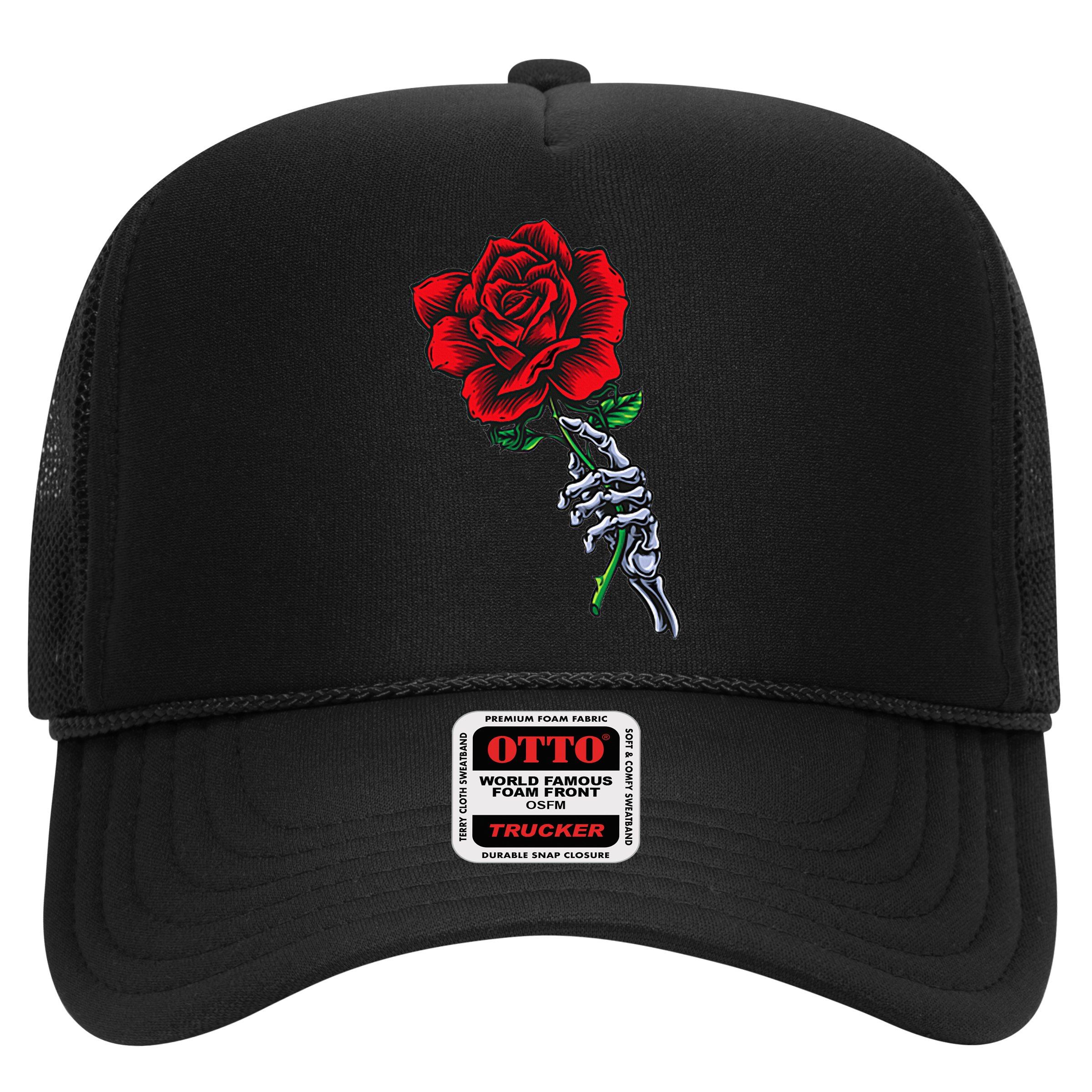 Skeleton Hand Holding Rose Aesthetic Red Flower Hat