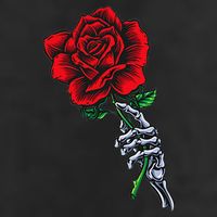 Skeleton Hand Holding Rose Aesthetic Red Flower Hat