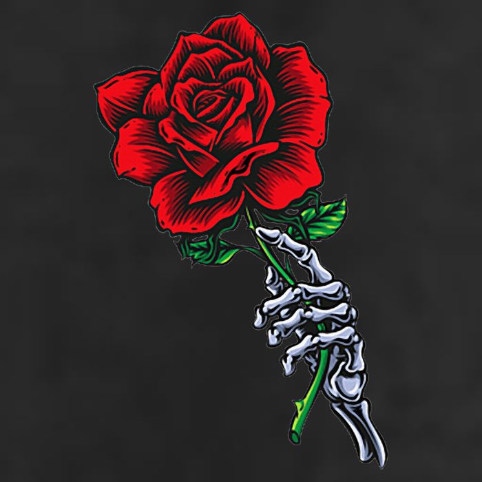 Skeleton Hand Holding Rose Aesthetic Red Flower Hat