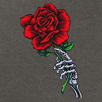 Skeleton Hand Holding Rose Aesthetic Red Flower Cotton Canvas Backpack